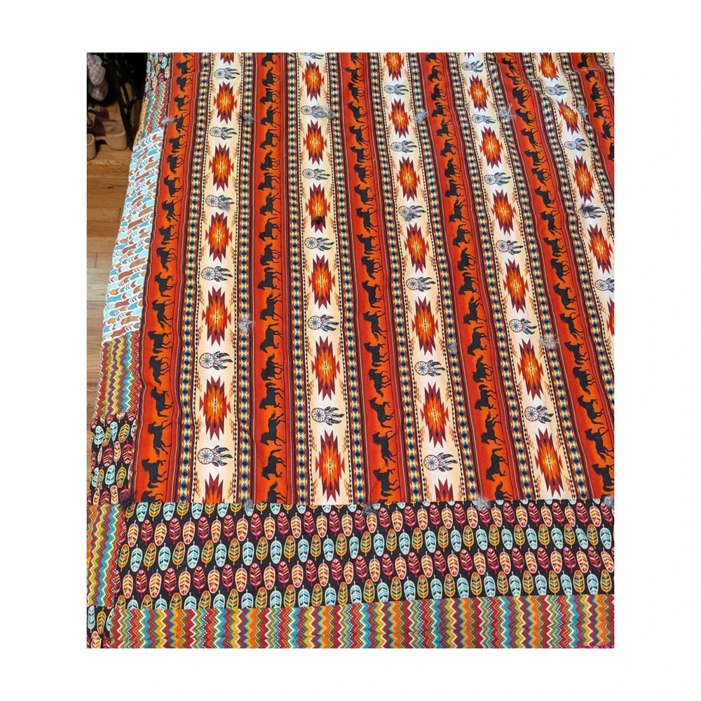 Handmade Southwestern Quilt Horse Dreamcatcher Native Tribal Patchwork Orange